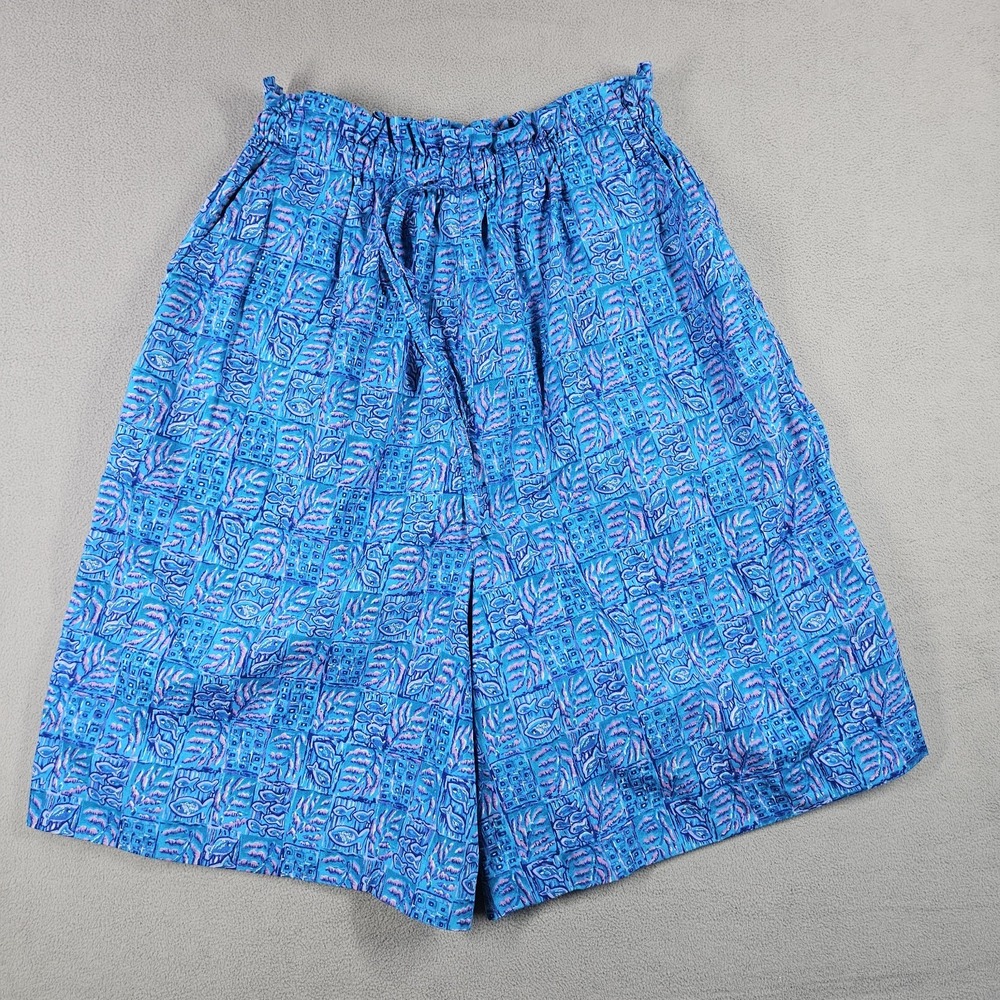 Vintage 90's L.L. Bean Womens Medium Print Shorts Fish Ocean Beach Relaxed Fit